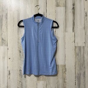 GG Blue Luxe Sport Women's Blue Sleeveless Top Activewear Zip Up